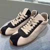Cowhide version~ retro color matching lace-up round head flat bottom light casual sports shoes German training shoes women's versatile Forrest Gump sh