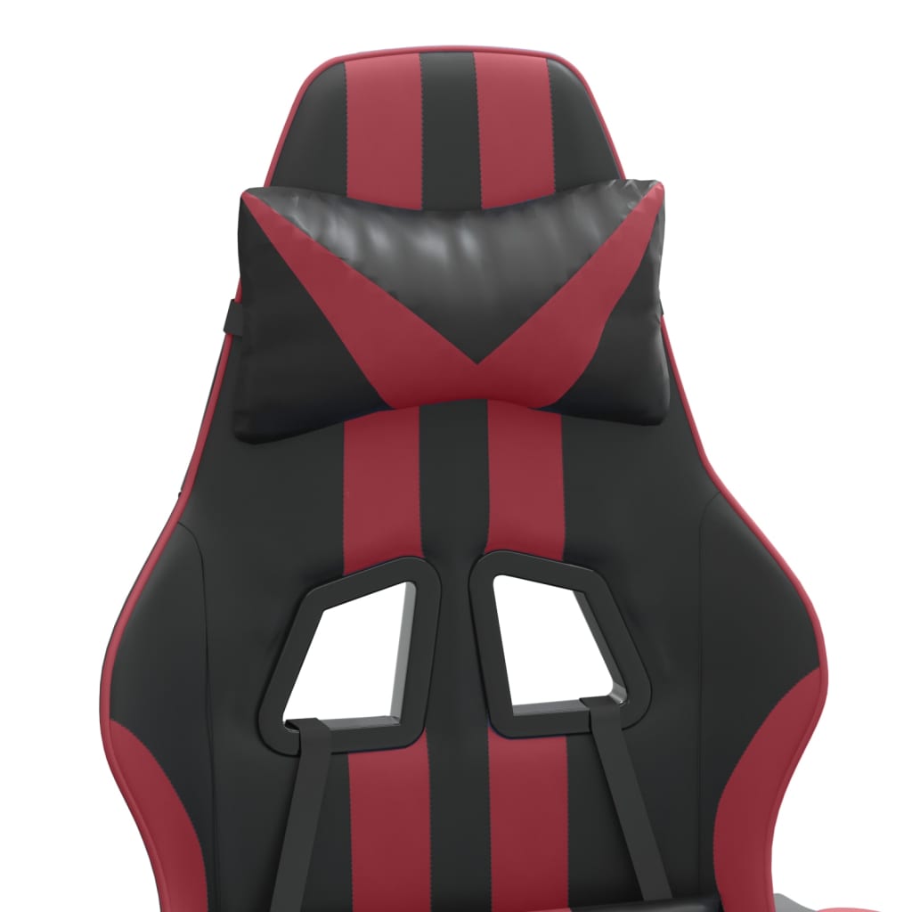Gaming Chair with Footrest Black and Burgundy PU Leather