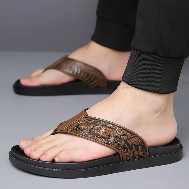 Fashion Flip Flops Shiatsu Slides Outdoor Men's Shoe Beach Male Slipper Platform Comfortable Y2k Elegant Low Price Clappers 2025 Adult