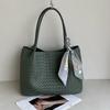 Woven Leather Tote Bag Women Large Capacity Crossbody Shoulder With Magnetic Street Style Daily Use
