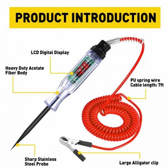 Car Circuit Pen Tester Test Fuse Tool Auto Probe Light Fit 6V 12V 24V DC Voltage