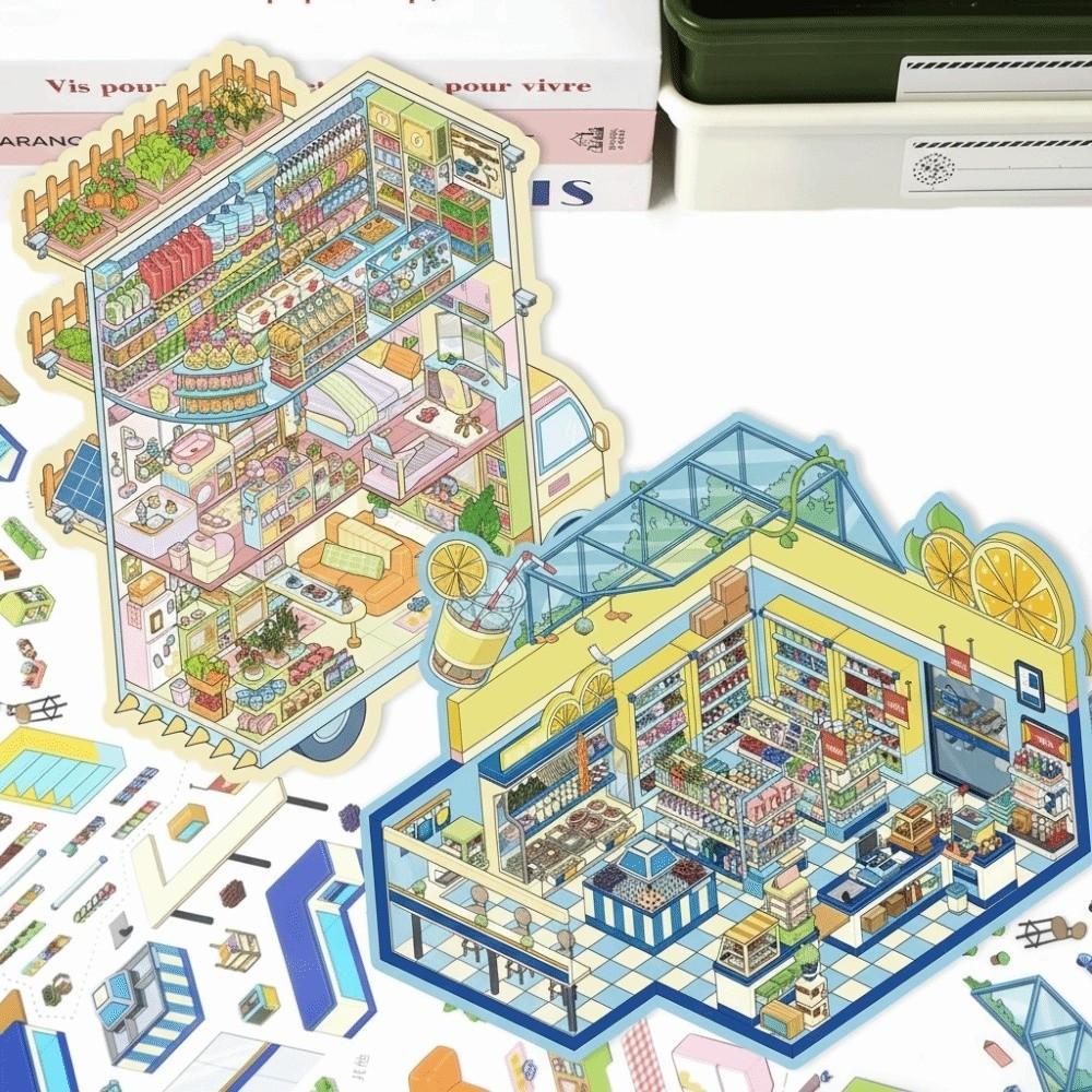 Visual Stacking Three-dimensional Sticker Lemon Shop Miniature Scene Sticker Children