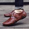 Fashion Fashion Metal Buckle Genuine Leather Loafers Men Brand Luxury Shoes Brown Moccasin Mens Flat Non-Slip Driving Shoes Slip-On Shoe