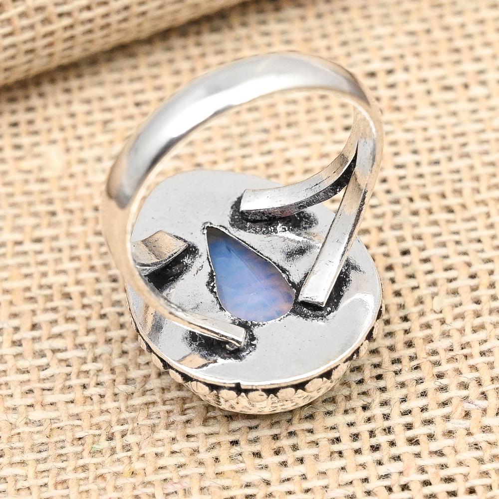 Milky Opal Gemstone Håndlaget 925 Sterling Sølv Ringsmykker til Thanksgiving