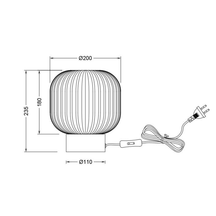 Tischleuchte Opalglas 23W IP20 E27 Ø 200mm