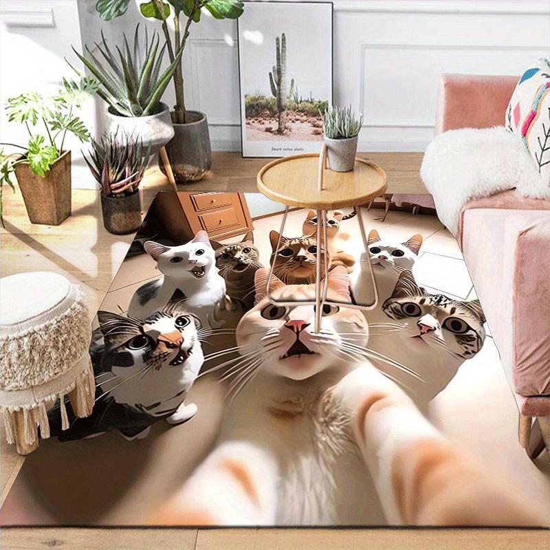 1pc Cat Pattern Area Rug, Anti Slip Non Shedding Stain Resistant Carpet