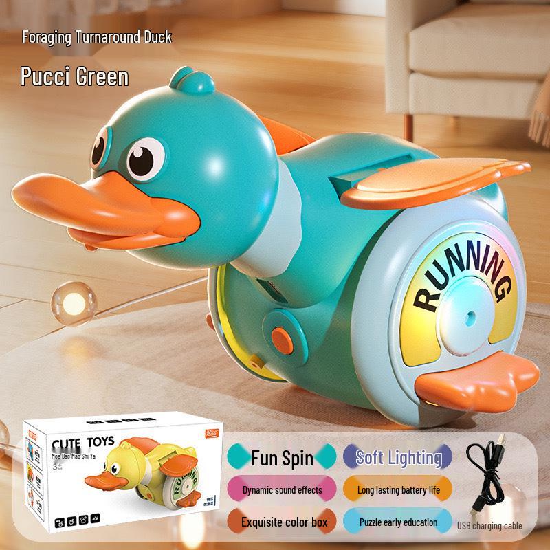 

Вращающаяся игрушка-кормушка для утки: Звуковая и световая помощь для ползания для малышей