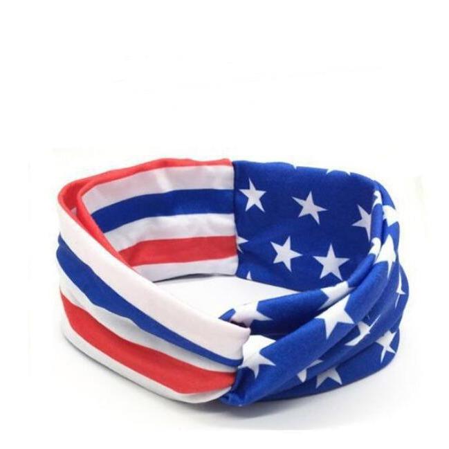 American Flag Independence Day Headband Sporty Elastic Headband, Women's Fashionable Crisscross Wide Headband Hair Accessory