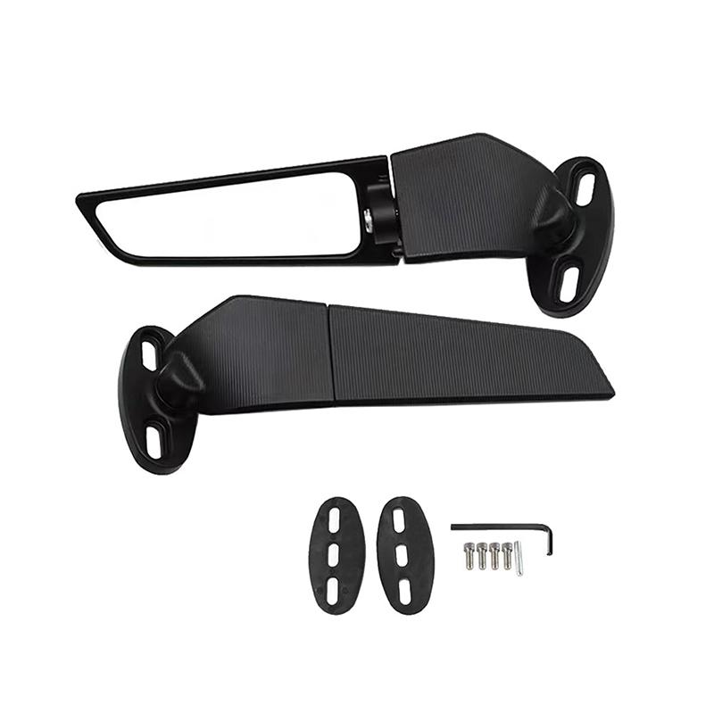 2PCS Modified Motorcycle Rearview Mirrors Wind Wing Adjustable Rotating Side Mirrors for Most Motorcycle Sports