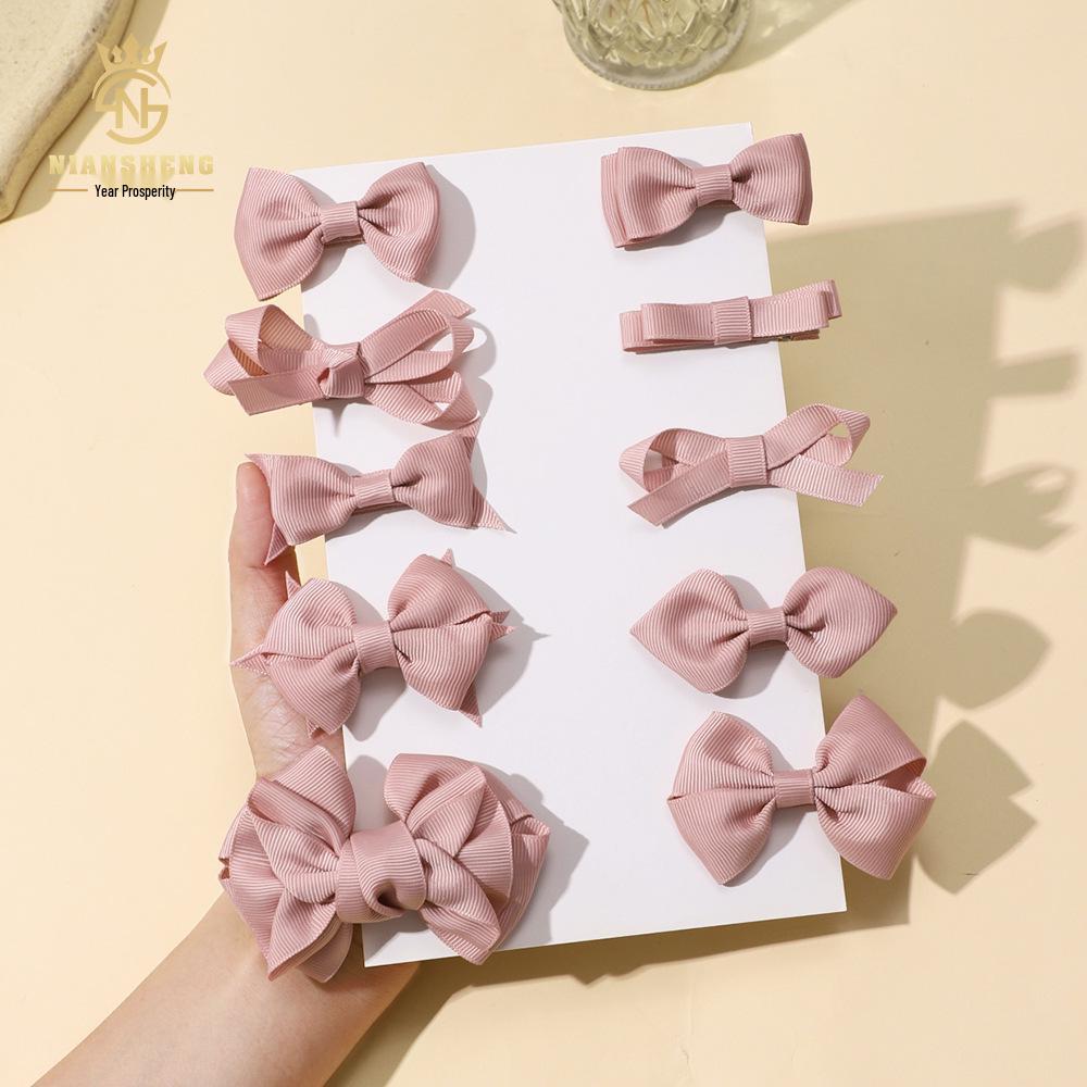 Korean Handmade Pink Bow Hair Clips for Girls
