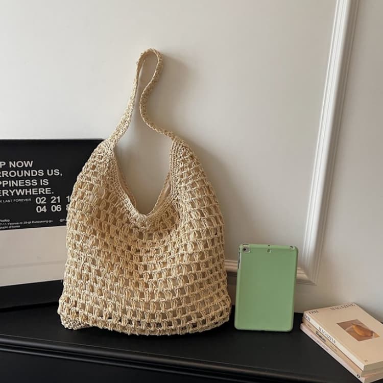 Hook flower hollow woven tote bag women's shoulder beach bag