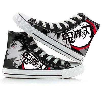 2024 Demon Slayer Print Canvas Shoes Fashion Anime Student მამაკაცები ქალები Unisex შემთხვევითი ფეხსაცმლის მოყვარულები წყვილების ფეხსაცმელი