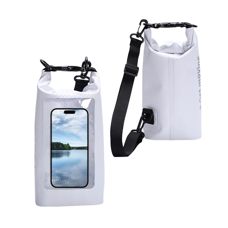 Trekking Waterproof Transparent Barrel Bag - Carbon Fiber Square Beach & Rafting Phone Storage