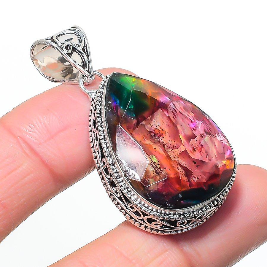 Natural Ammolite Gemastone 925 Sterling Silver Jewelry Pendant 1.97  AP-14488