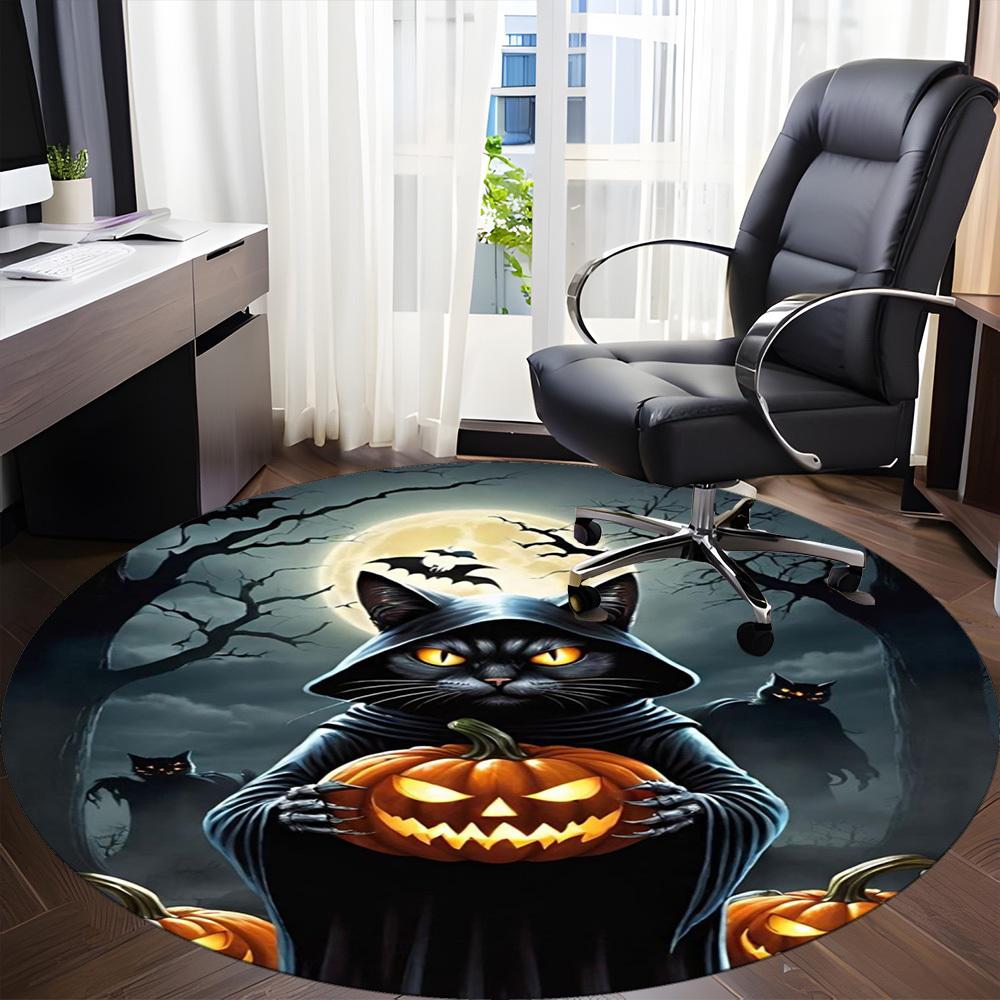 1pc Halloween Cat Chair Carpet for Office Non-Slip,  Machine Washable Rug for Office, Room - Polyester, Machine Made yy251029228