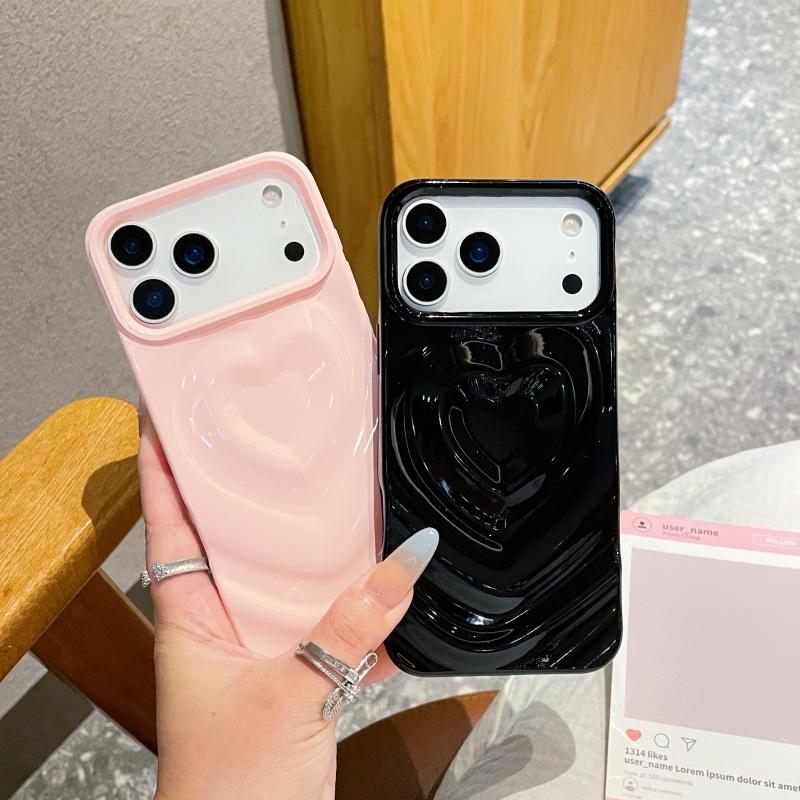 INS Glänzend Liebe Herz Handyhülle Für iPhone 17 Air 16 Plus 15 14 13 12 Pro Max Mode 3D Wellenmuster Galvanisiert Stoßfest Hülle