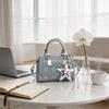 Denim Shoulder Bag For Women With Sparkling Stones And Zip Closure For Casual Daily Use
