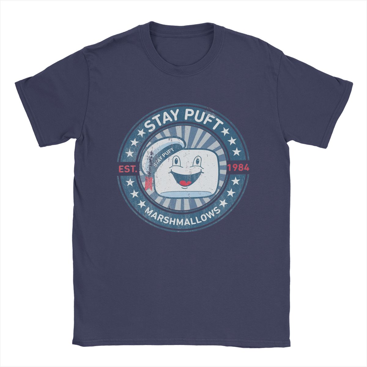 

Футболка Stay Puft Marshmallows Movie для мужчин, забавные футболки из 100% хлопка, с круглым вырезом и коротким рукавом, оригинальная одежда XXXXXL темно-синий
