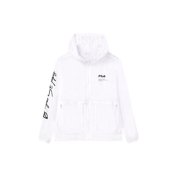 

FILA Casual Letter Logo Print Lightweight Comfortable Woven Hooded Jacket Men jackets Standard-White F11M228701F-WT M
