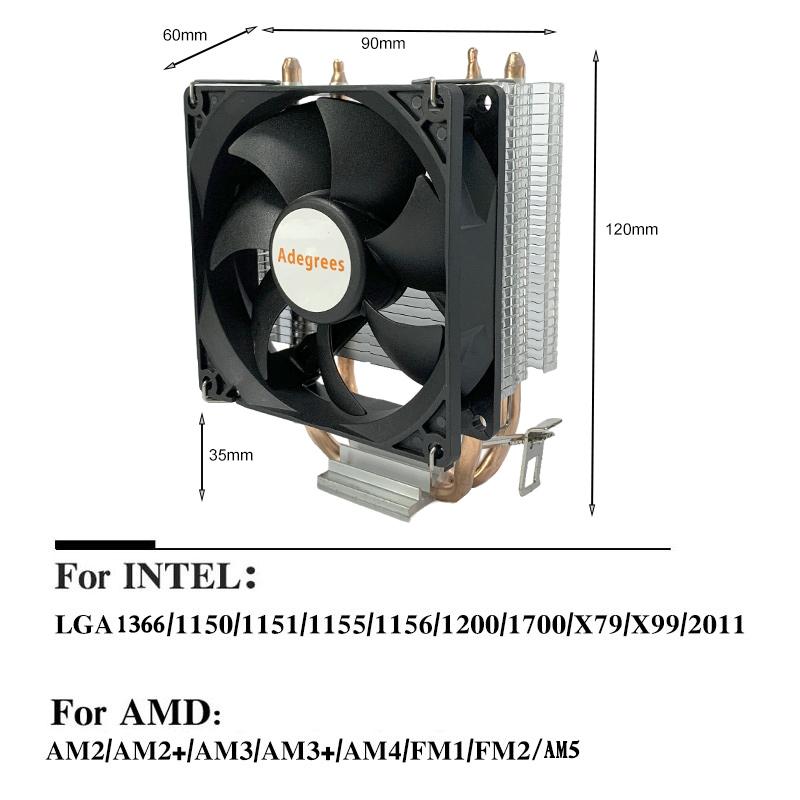 2 heatpipes X99 CPU Air Cooler PC Processor Ventilador For Intel LGA 1366 1150 1151 1155 1200 1700 2011 X79 AM3 AM4 AM5 Radiator