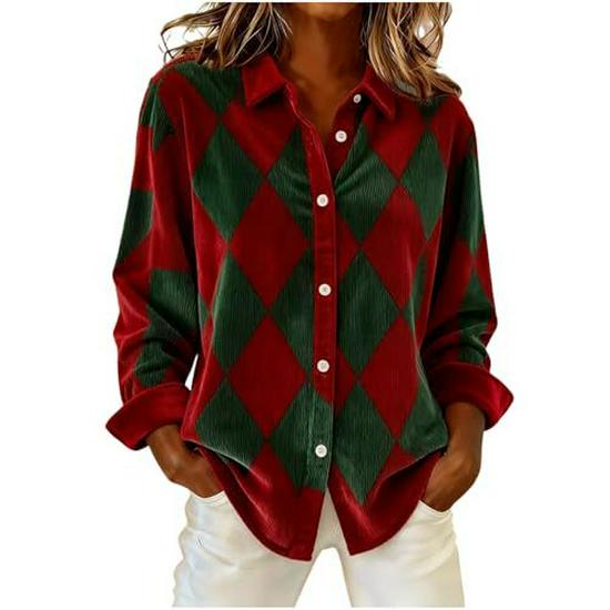 2025 Summer Women's Unique Plaid Print Long-Sleeved Shirt
