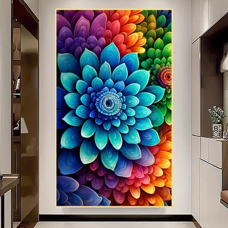 5dDiamond Painting DIY DIMENSIUNE MARE ROUND Kit de pictură pentru începători pentru adulți Dreamflower Color Gradient Model Broderie Mozaic Art Picture Decor Home