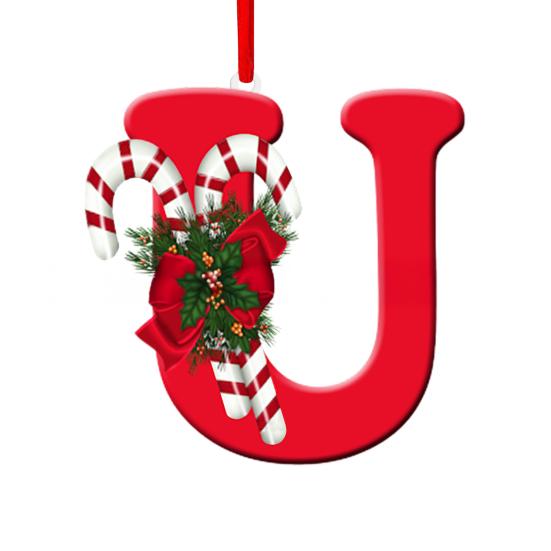 Christmas Acrylic Letter Hanging Decoration Car Rearview Mirror Xmas Tree A to Z Alphabet