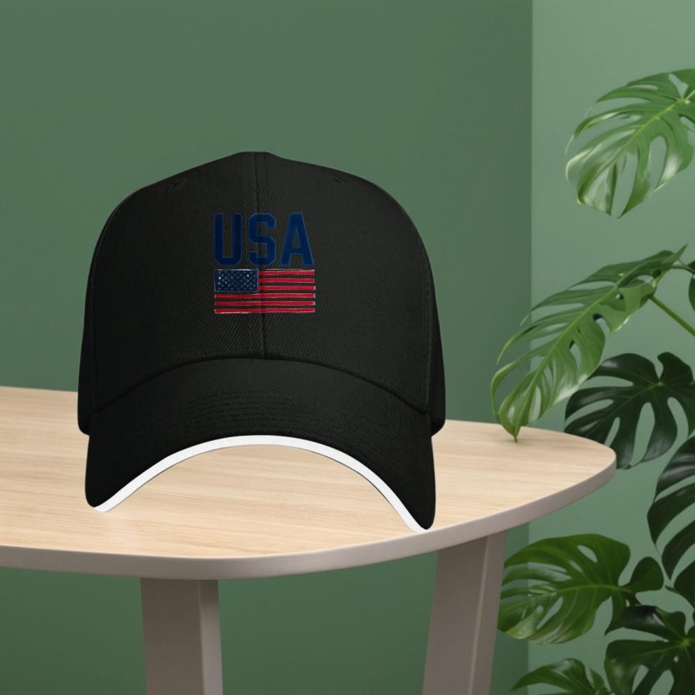 USA Flag Graphic Baseball Cap Polyester Breathable Adjustable Patriotic Casual Adult Hat