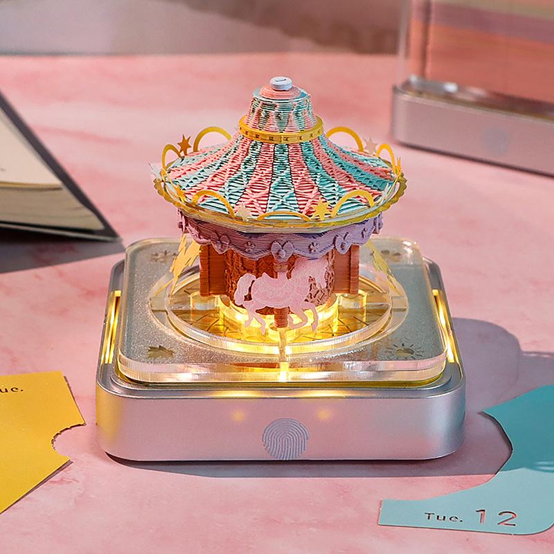 Time Piece Calendar 2026 Desk Calendar With Led Light 3D Tear-Away Calendar Paper Carving Art Memo Pad Notepad Gift Christmas