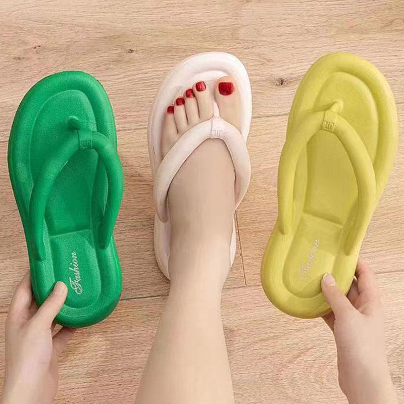 WTEMPO Women's Flip-flops Fashion EVA Solid Color Lightweight Flat Heel Wear-resistant Soft Sole Comfortable and Anti-skid Casual Beach Slippers