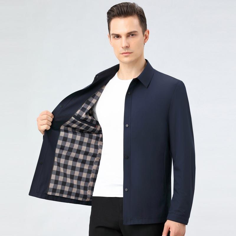Quality Spring New Style Men's Young and Middle-aged Jacket Men's Casual Buttoned Jacket Jacket Lapel Short Casual Top