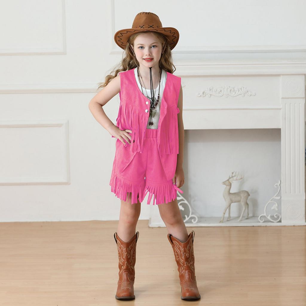 Children's Ethnic Hippie Suede Tassel Vest Set