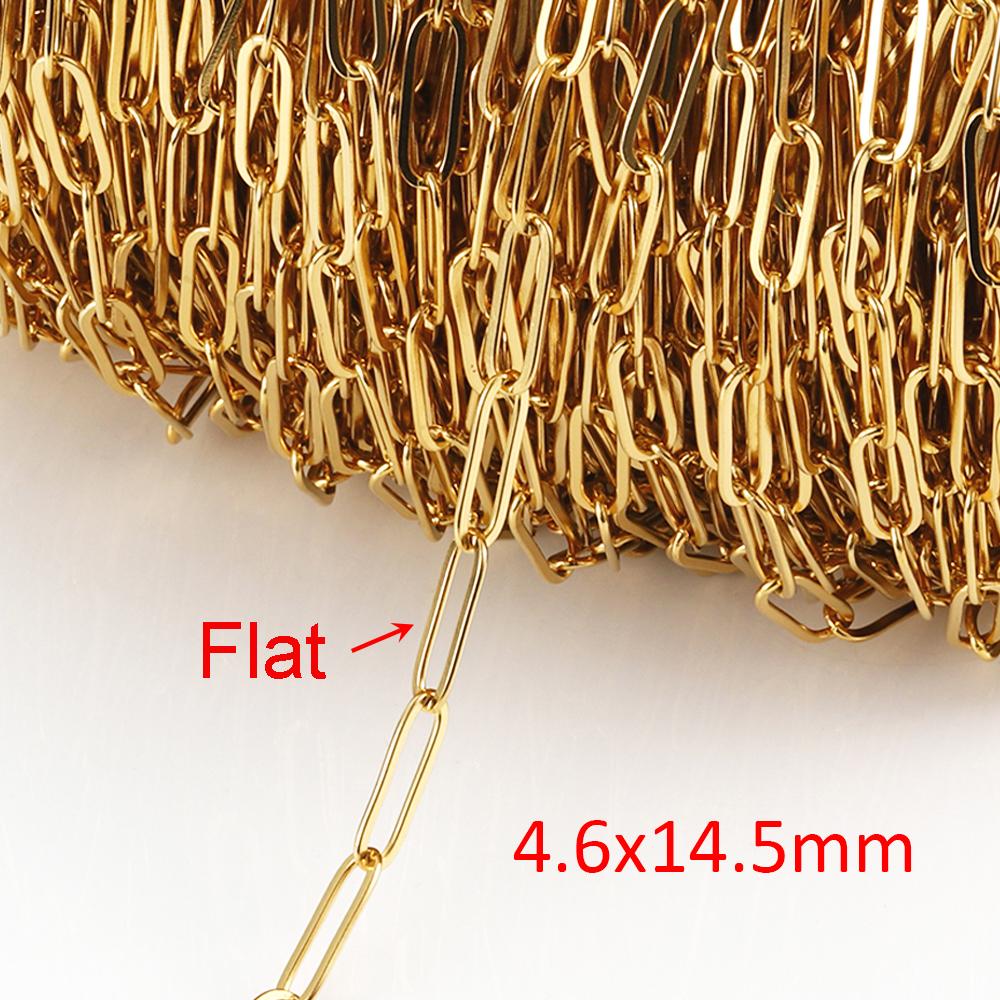 2Meters/lot Stainless Steel Long Frame Chains DIY Necklace Bracelet Accessories Chain Flat Round Links Chain for Jewelry Making