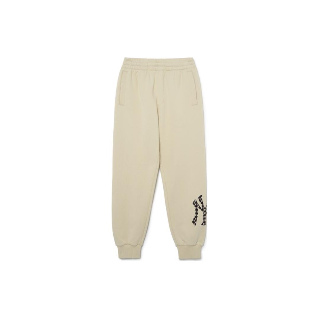 MLB Knitted Sweatpants Unisex Ivory White Moderate Cuffed Pants 3APTM0831-50NBL S