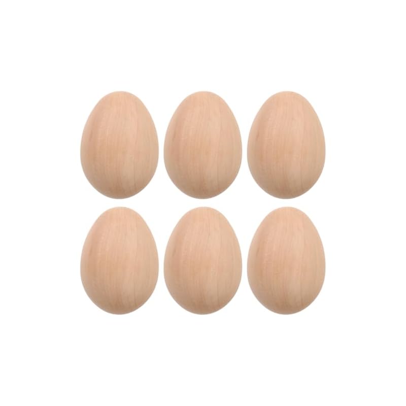 Healifty Wooden Easter Eggs, Set of 6, Unpainted Dummy Eggs, for Tole Painting, DIY Crafts, Handmade, Egg-Shaped Toys, Pretend Play, Food Samples,