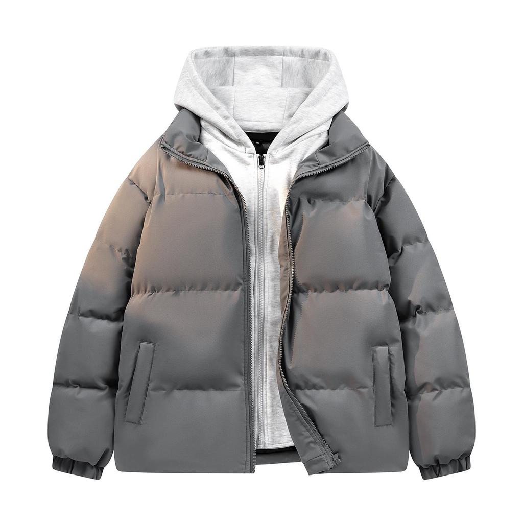 Unisex College-Style Winter Jacket: Trendy Thickened 2025 Faux Two-Piece Cotton Coat