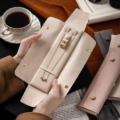Jewelry Storage Bag Snap Button Microfiber Jewelry Pouch Scratch Resistant Travel Jewelry Organizer for Necklace Ear Studs Rings