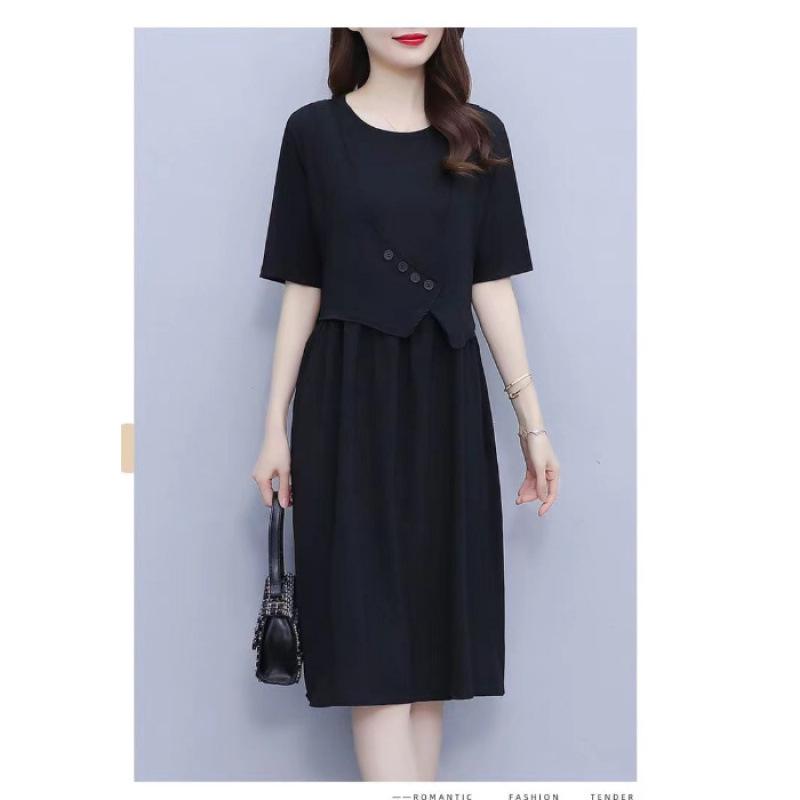 

European-Style Plus Size Two-Piece Dress, Belly-Hiding & Slimming Over-the-Knee Skirt, Summer 2026 XL