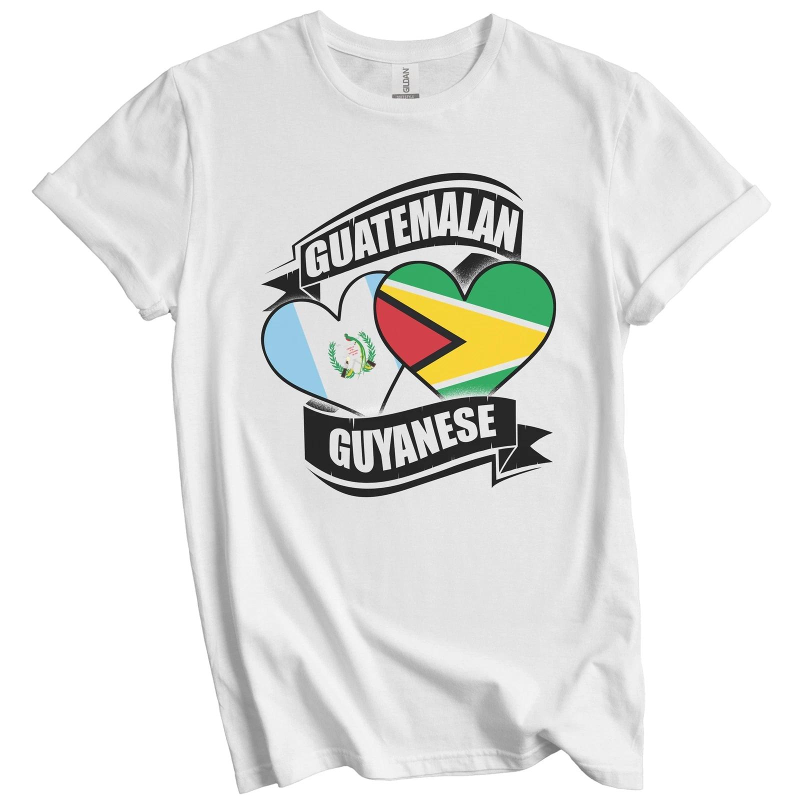 Guatemalan Guyanese Hearts Guatemala Guyana Flags T-Shirt 4XL