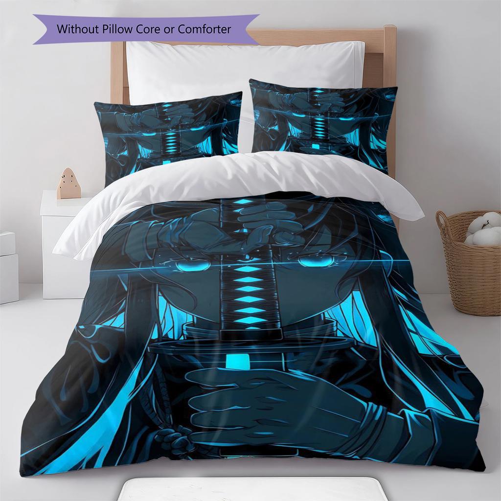 Conjunto de Colcha com Padrão de Desenho Animado Capa de Colcha Fronha Decoração de Casa Presente de Aniversário (1 capa de edredom + 2 fronhas, sem enchimento.)