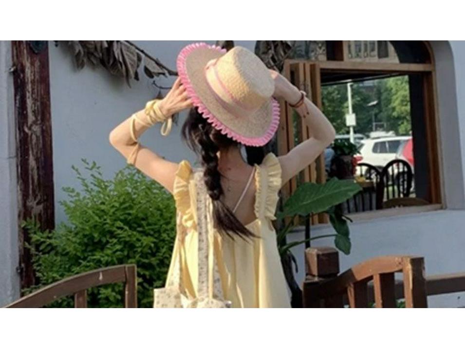 Yellow Fairy Flutter Sleeve Summer Dress for Girls - Slimming Mid-Length