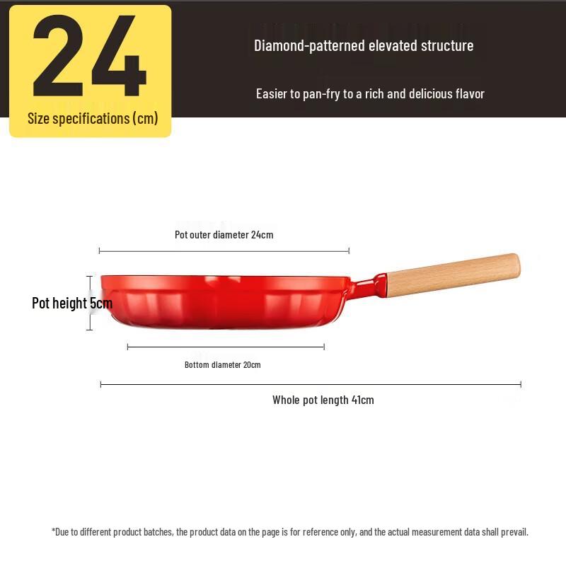 Chui Da Huang 24cm Enamel Cast Iron Steak Frying Pan