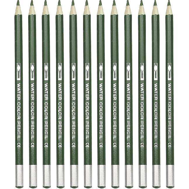 PATIKIL Watercolor Pencil, 12Pcs Water Soluble Pencils for Blending, Coloring, Sketch Drawing, Painting, Gold оливковое зеленый