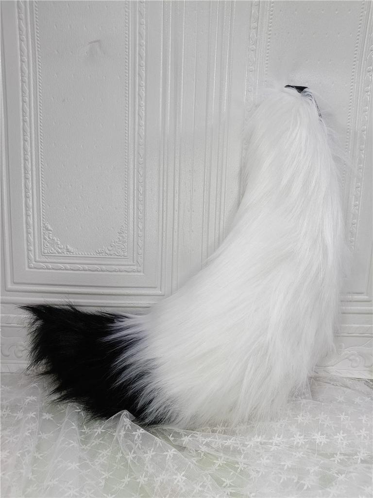 Handgemachte Anime Cos Requisiten Weiß Schwarz Grau Simulation Tier Schwanz Lolita Accessoires Wolf Fuchs Hund Hundeschwanz