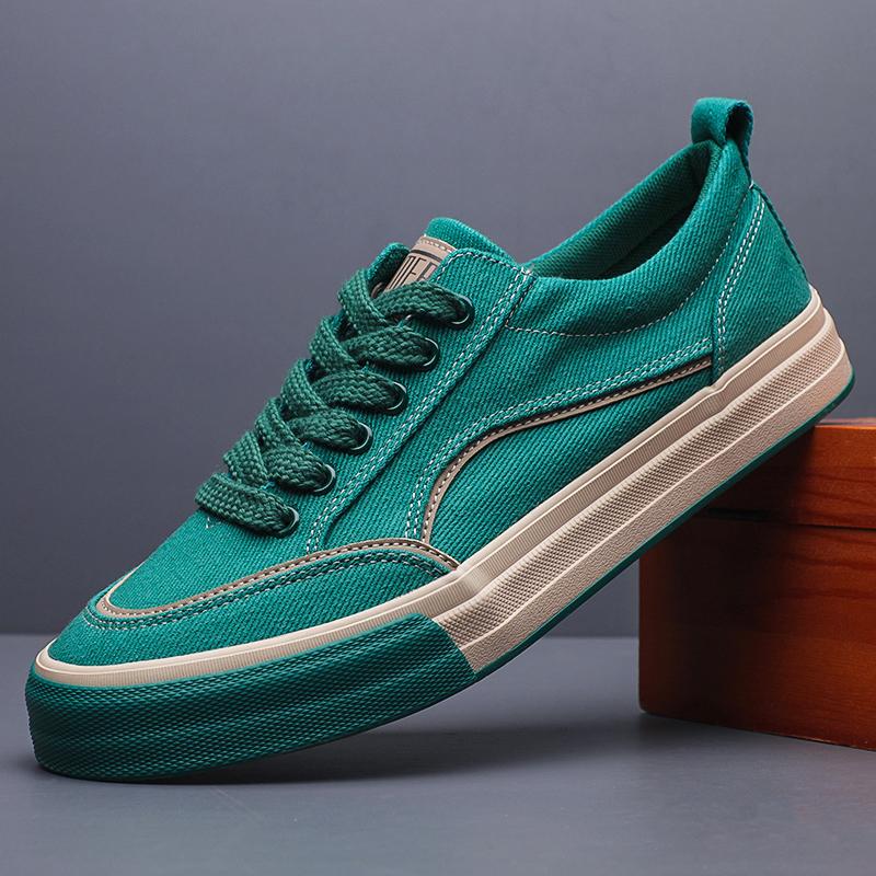 

Модная классическая мужская парусиновая обувь Модные слипоны Мужские вулканизированные плоские повседневные мужские кроссовки Летняя дышащая тканевая обувь SS24817 38 зелёный