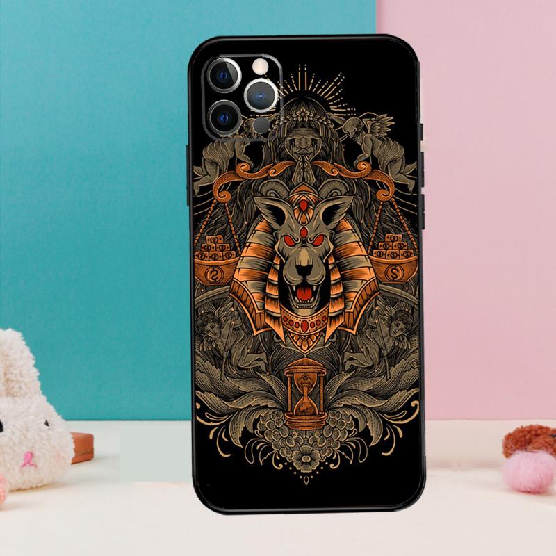 Egypt Nefertiti Anubis Ankh Phone Case For iPhone 16 15 14 13 12 11 Pro Max 12 13 mini XR 15 16 Plus 16e Cover Coque