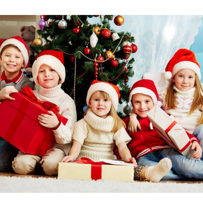 Plush Christmas Hat for Adult Kids Thickened Warm Santa Claus Red Xmas Hats Cap Merry Christmas New Year Party Decoration