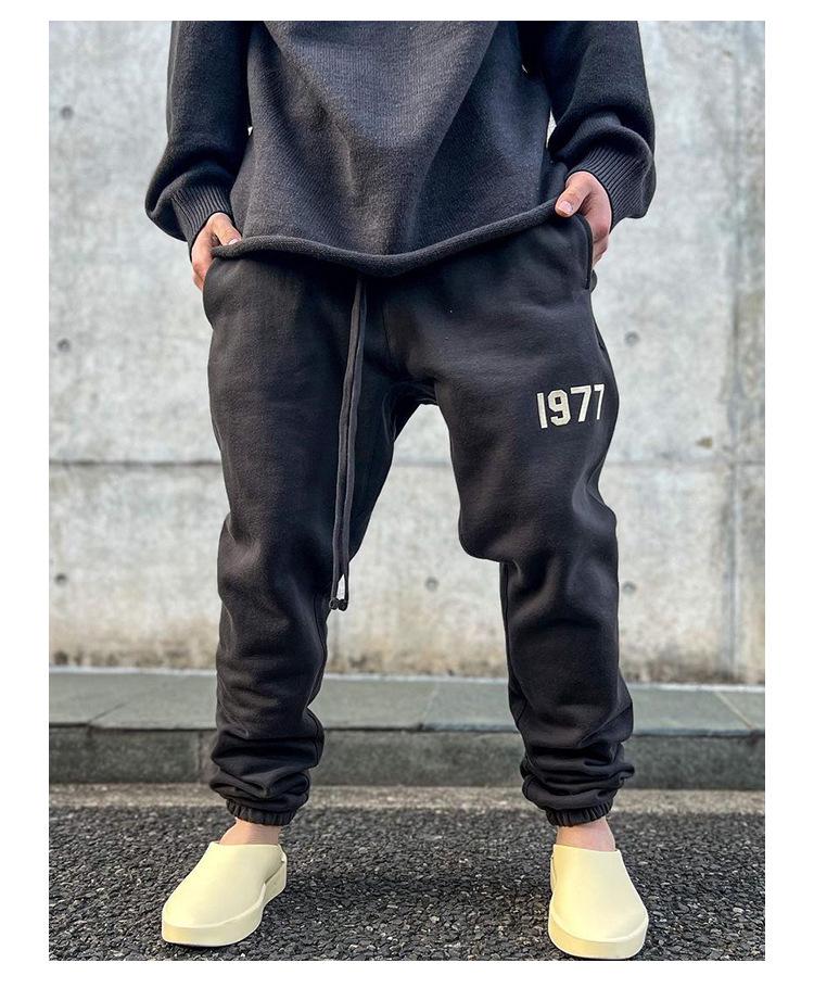 ESSENTIALS 1977 FOG Pantaloni Sportivi Casual Larghi alla Moda High Street con Velluto