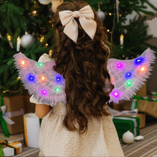 LED Light Up Angle Wing Elastic Strap Glowing Butterflies Wing Kids Adults Colorful Luminous Fairy Wing Stage Performance Costume Party