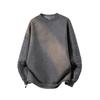 Men's Embossed Sleeve Crew Neck Sweatshirt, Gradient Wash Casual Pullover with Drawstring Hem, Oversized Streetwear Top for Spring & Autumn